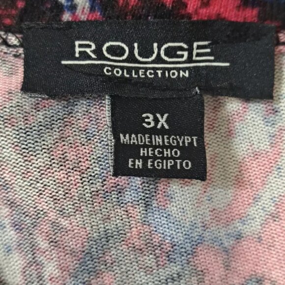 Top Women’s 3X Abstract Print Long Sleeves Blouse Pullover Round Neck Multicolor - Picture 2 of 8